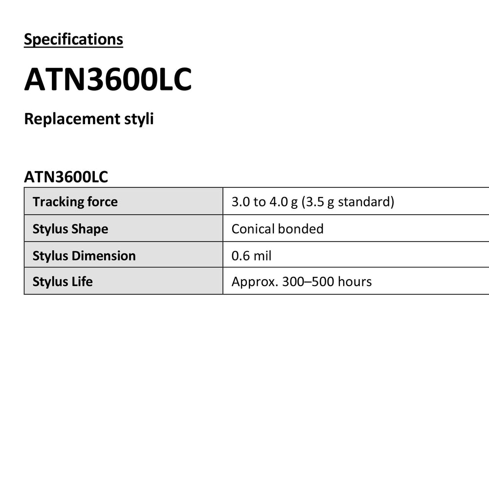 Audio-Technica: ATN3600LC Conical Replacement Stylus for AT-LP60X, Denon DP-300F, Sony PS-LX310BT