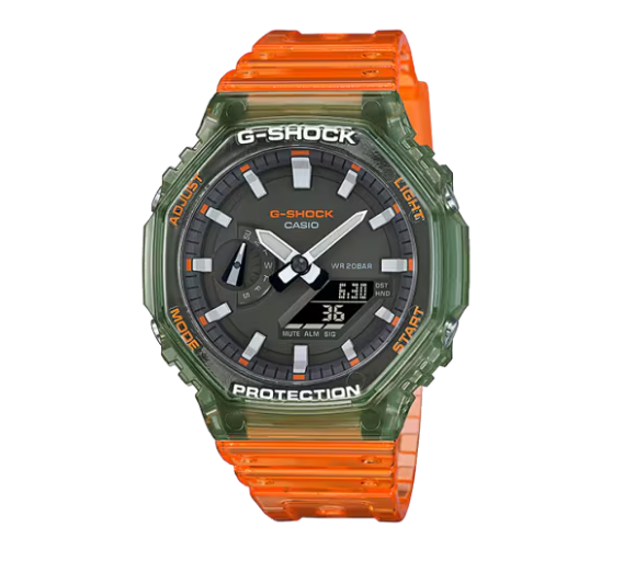 G-Shock: GA2100HC-4A Analog-Digital Watch - Transparent Orange & Green