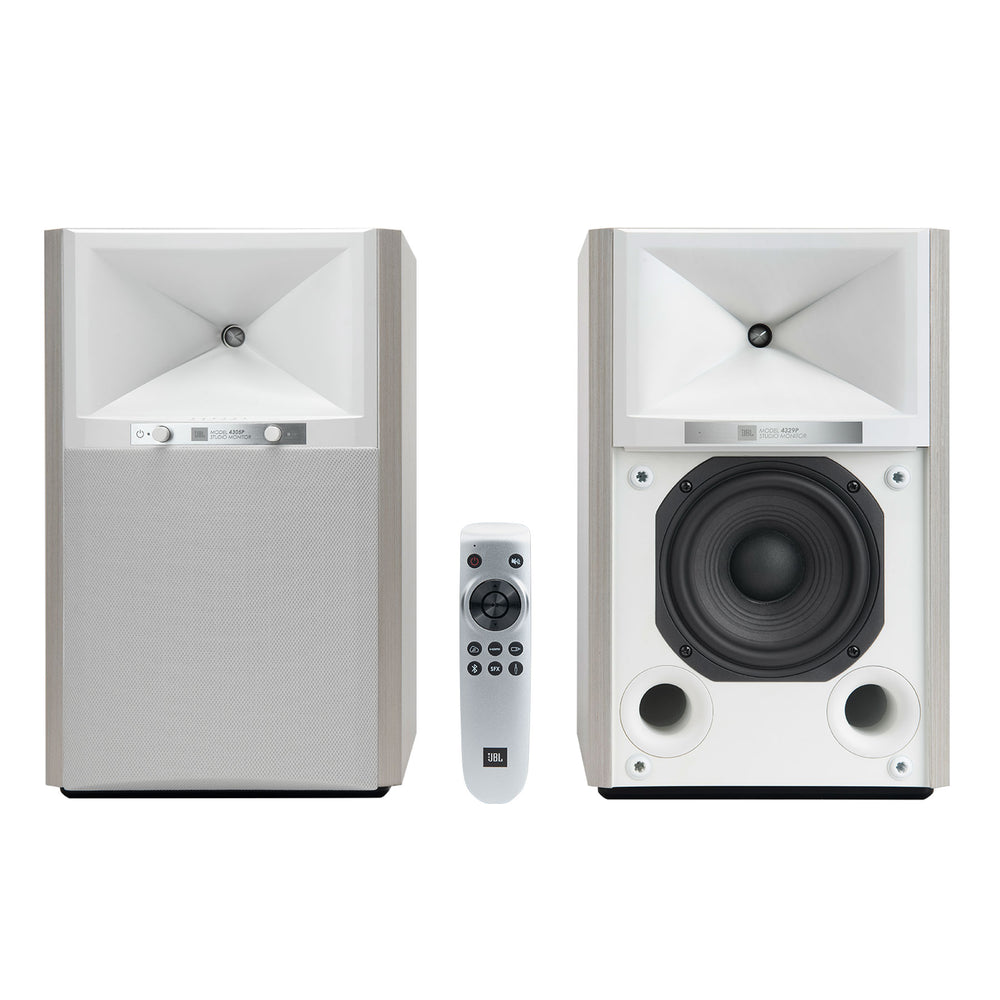 JBL: 4305P Powered Bookshelf Speakers w/ Streaming - Pair / White