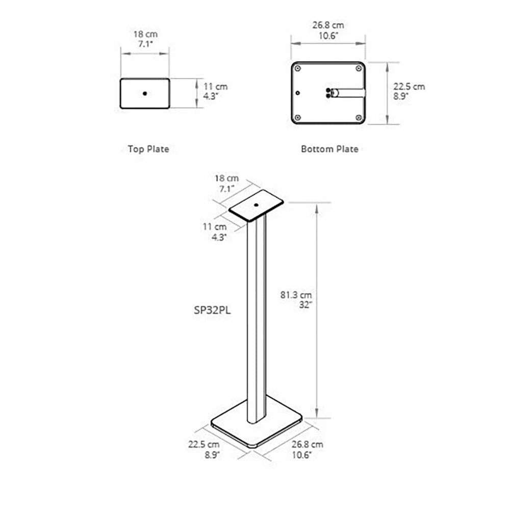 Kanto: SP32PL Speaker Stands for YU4 / YU6 / TUK (32" Height / Black / Pair)