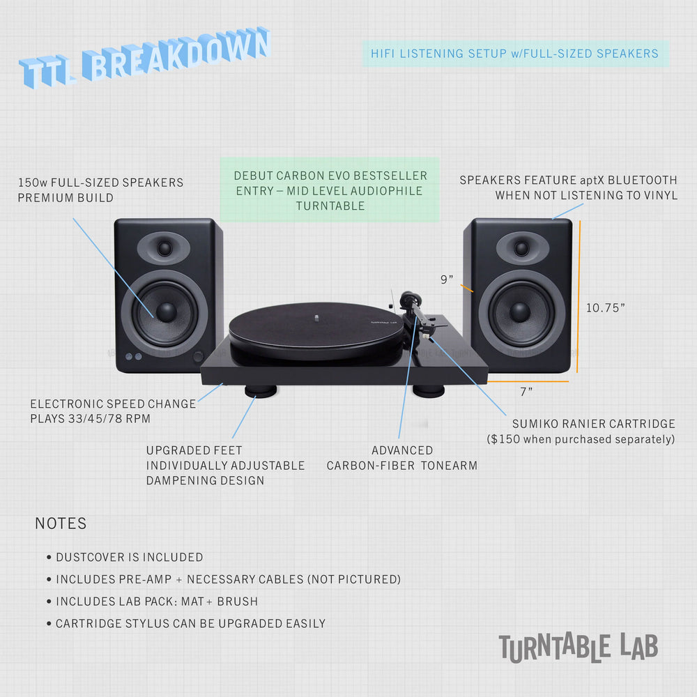 Pro-Ject: Debut Carbon EVO / Audioengine A5+ / Turntable Package